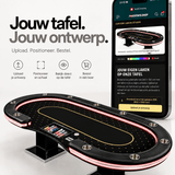 Pokertafel 260 × 120 cm met custom laken - Pokertafelshop.nl