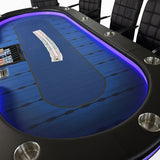 Luxe Pokertafel – 10 Personen | LED licht | Rake box | Blauw - Pokertafelshop.nl