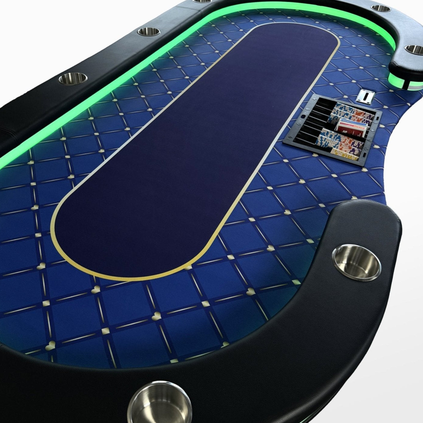 Professionele Pokertafel – 10 Personen | LED | Blauw laken - Pokertafelshop.nl
