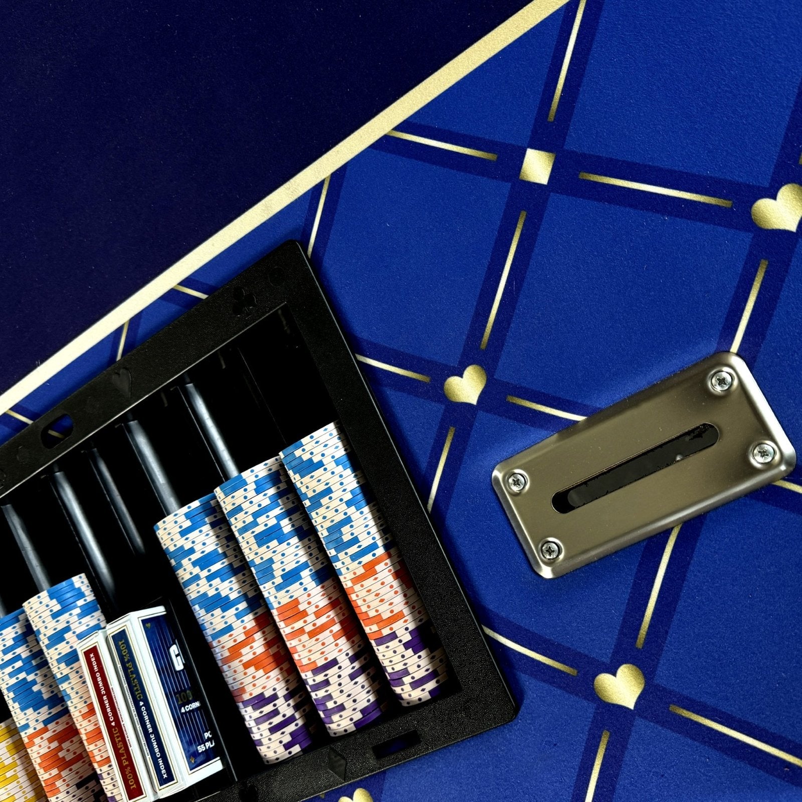 Professionele Pokertafel – 10 Personen | LED | Blauw laken - Pokertafelshop.nl