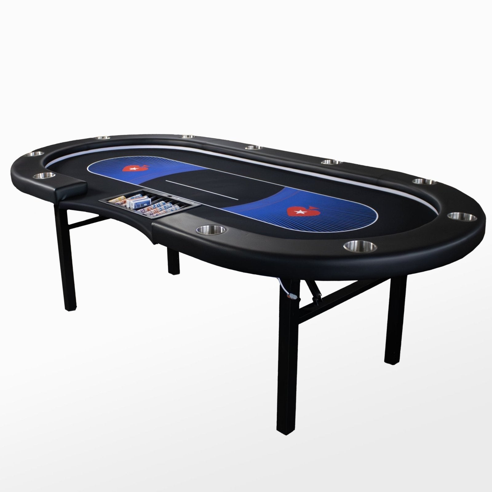 Pokertafel | inklapbaar | 10 spelers | Rake Box | Cup holders - Pokertafelshop.nl