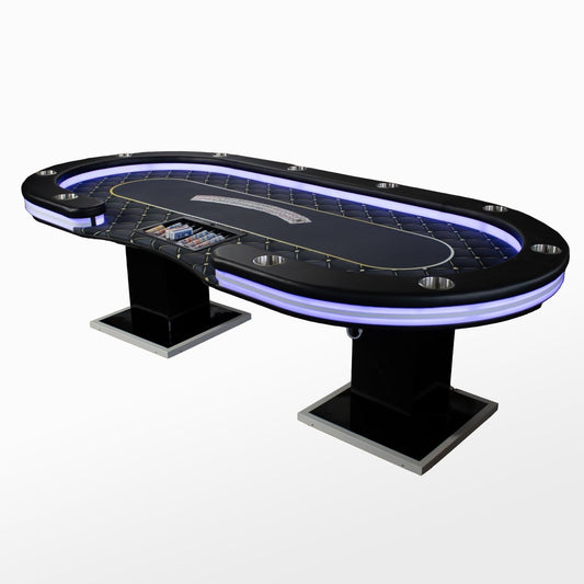 Professionele Pokertafel – 10 Personen | LED | Zwart ruit - Pokertafelshop.nl