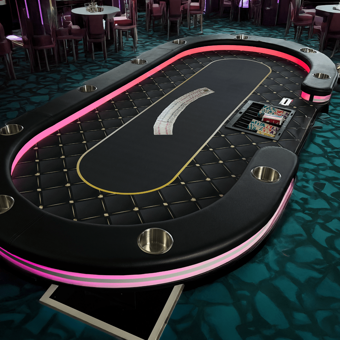 Professionele Pokertafel – 10 Personen | Rake box | Zwart - Pokertafelshop.nl